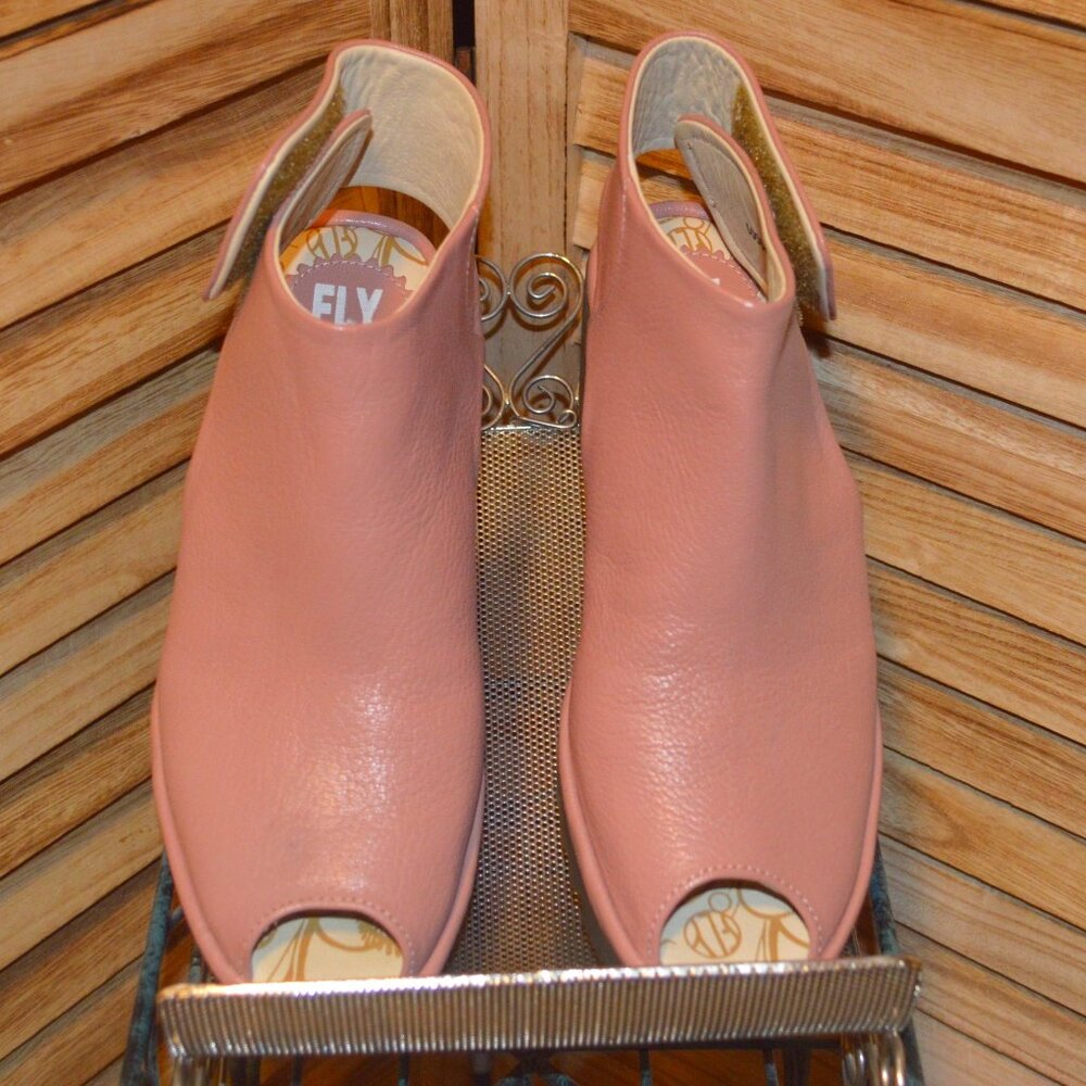 Fly London 6 Yahl Pink Leather Open Toe Shoes Platform Wedge EUR 37 - Picture 3 of 7